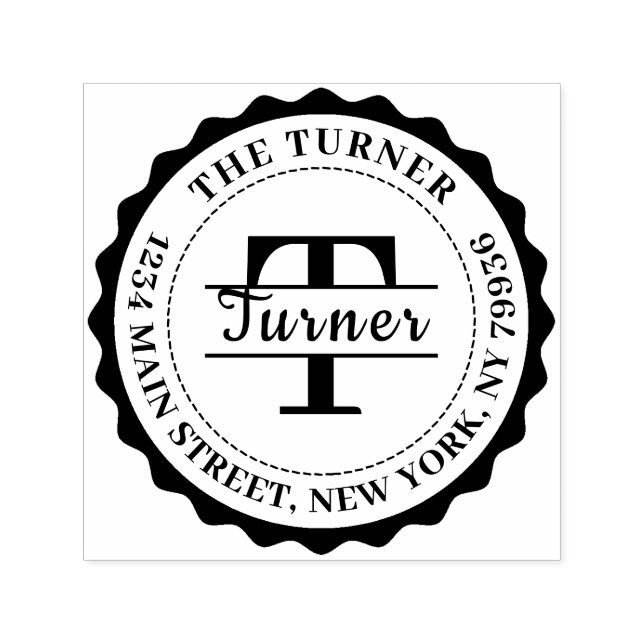 Monogram-Returadress Självfärgande Stämpel (Design)