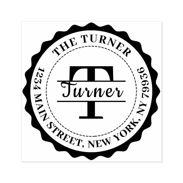 Monogram-Returadress Stämpel (Tryck)