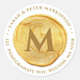 Monogram Returadress Sticker Runt Klistermärke