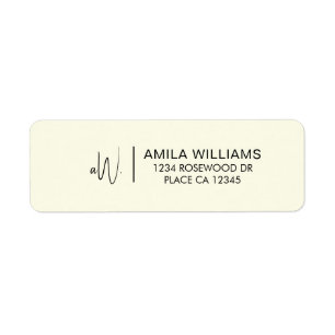 Monogram Returadressetikett Minimal Mail Etikett Returadress Etikett
