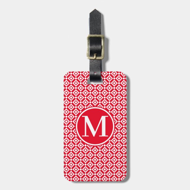 Monogram RF Red Dubbla Diamond Luggage Tag Bagagebricka (Vertikal Framsida)