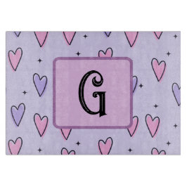 Monogram-ritning av små fantasifulla hjärtan rosa