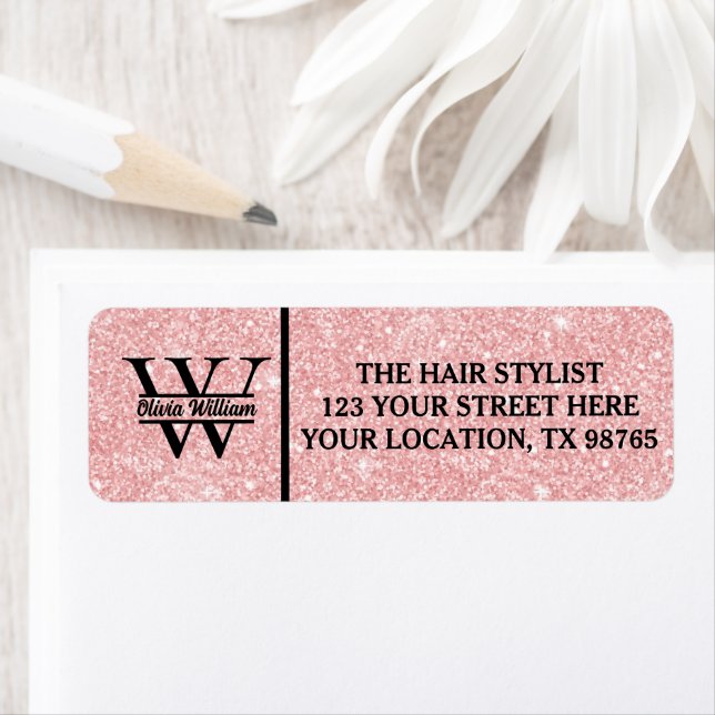 Monogram ro Glitter | Girly Returadress Returadress Etikett (Insitu)