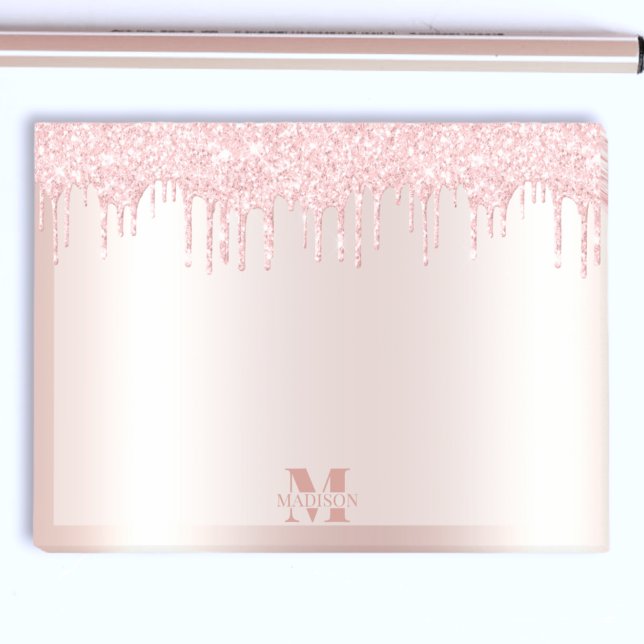 Monogram  Ro Guld-drivmedel, Glitter-metall Post-it Block (Skapare uppladdad)