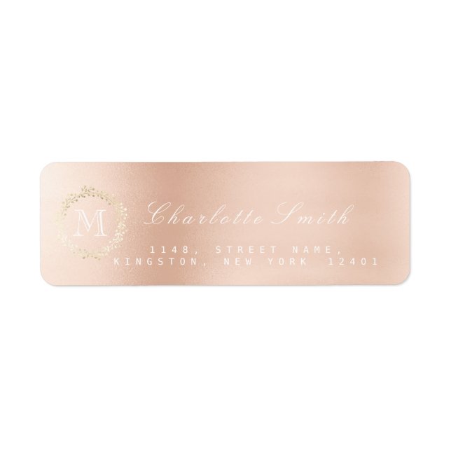 Monogram Ro Guld Elegant Returetiketter Returadress Etikett (Framsidan)