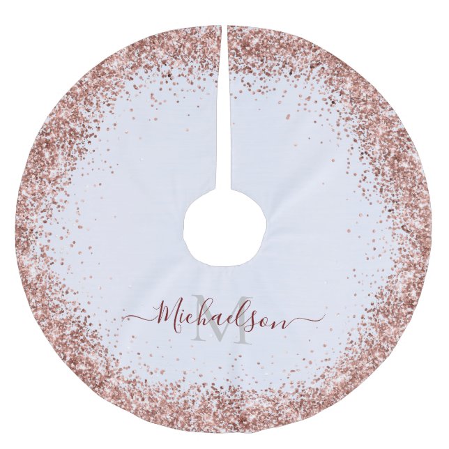 Monogram Ro Guld Faux-Glitter Girly Glam Julgransmatta Borstad Polyester (Framsidan)