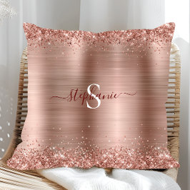 Monogram Ro Guld Faux-Glitter Girly Glam Kudde