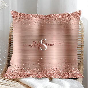 Monogram Ro Guld Faux-Glitter Girly Glam Kudde