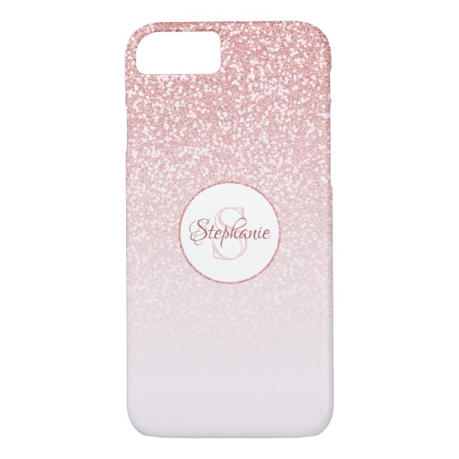 Monogram  Ro Guld Glitter Case-Mate iPhone Skal (Baksida)