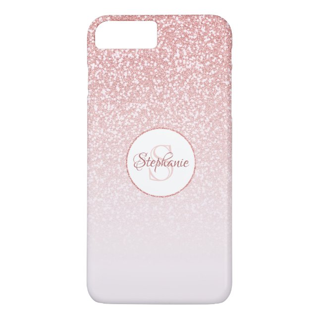 Monogram  Ro Guld Glitter Case-Mate iPhone Skal (Baksida)