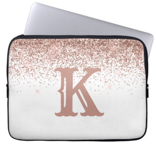Monogram Ro Guld Glitter Girly Personlig Laptop Fodral