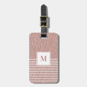 Monogram Ro Guld Glitter Rand Girly Bagagebricka