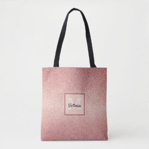 Monogram ro guld glitter tygkasse