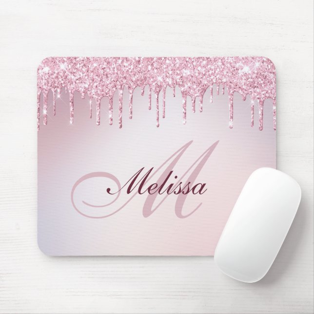Monogram ro guld lila glitter-musknapp musmatta (Med mus)