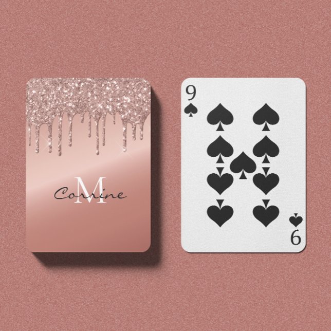Monogram Ro Guld Metallic Dripping Glitter Casinokort (Skapare uppladdad)