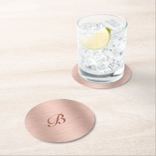 Monogram Ro Guld Metallic Struktur Underlägg Papper Rund