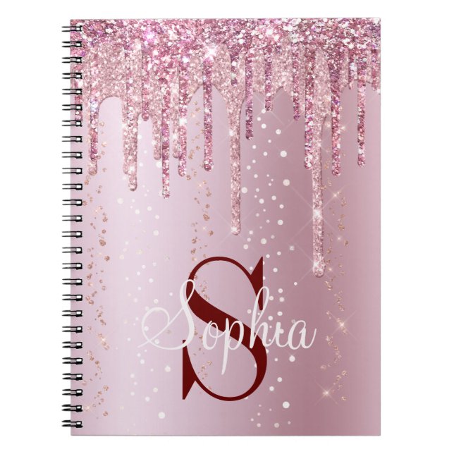Monogram Ro Guld-miniatyrbilder i Glitter Anteckningsbok (Framsidan)