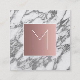 Monogram ro guld på grått marble fyrkantigt visitkort