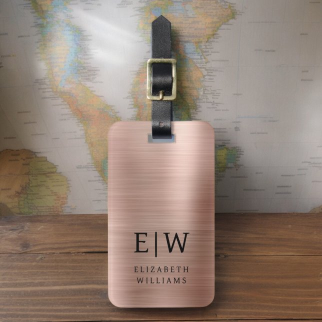 Monogram Ro Guld Rosa Brushed Metallic Elegant Bagagebricka (Skapare uppladdad)