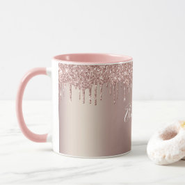 Monogram Ro Guld Rosa Glitter--kaffe Mugg
