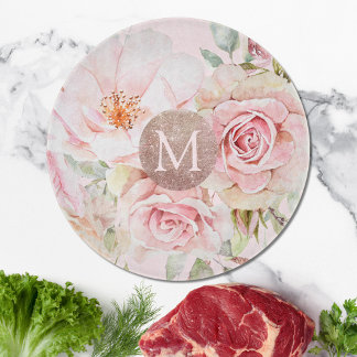 Monogram Ro Guld Rosa Watercolor Blommigt