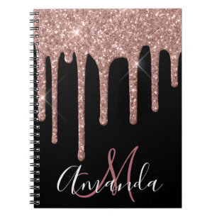 Monogram Ro Guld Sparkly Glitter Anteckningsbok