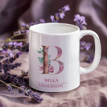 Monogram Ro Guld vattenfärgsblomma Brev B Kaffemugg<br><div class="desc">Monogram Ro Guld vattenfärgsblomma Brev B</div>