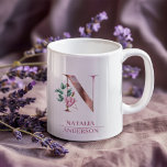 Monogram Ro Guld vattenfärgsblomma Brev N Kaffemugg<br><div class="desc">Monogram Ro Guld vattenfärgsblomma Brev N</div>