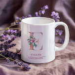 Monogram Ro Guld Watercolor Flower Brev E Kaffemugg<br><div class="desc">Monogram Ro Guld Watercolor Flower Brev E</div>