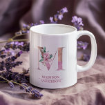Monogram Ro Guld Watercolor Flower Brev M Kaffemugg<br><div class="desc">Monogram Ro Guld Watercolor Flower Brev M</div>