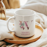 Monogram Ro Guld Watercolor Flower Brev W Kaffemugg<br><div class="desc">Monogram Ro Guld Watercolor Flower Brev W</div>