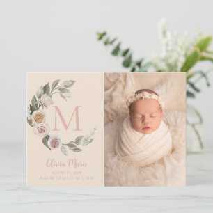 Monogram Ro Photo Baby Birth Meddelande