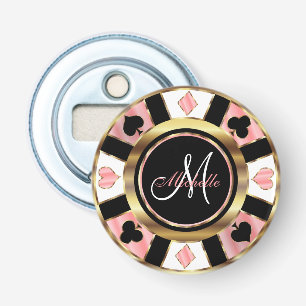 Monogram Ro Poker Chip Design Flasköppnare