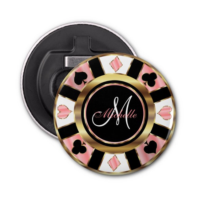 Monogram Ro Poker Chip Design Flasköppnare (Framsidan)