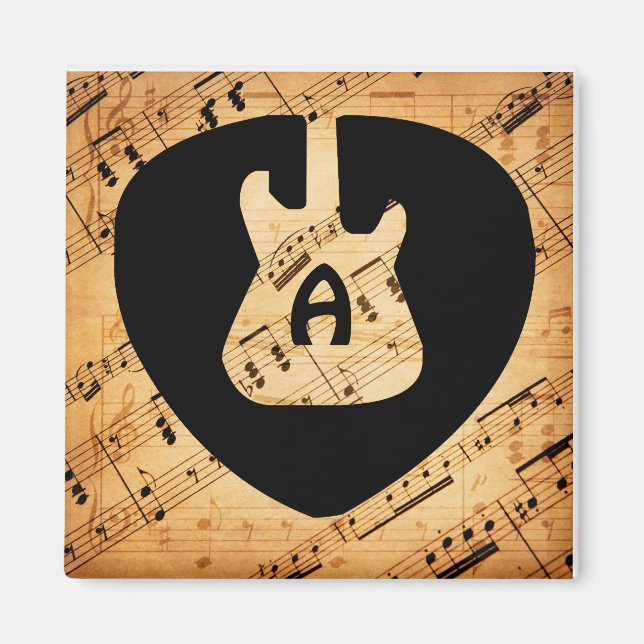 Monogram Rock and Roll Gitarr Ljudvåg Vintage Magnet (Framsidan)