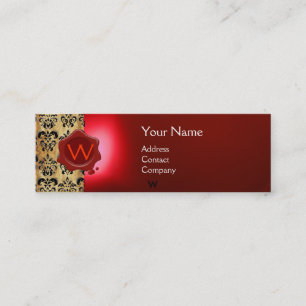 MONOGRAM RÖD FÖR vax SÄAL DAMASK PARCHMENT Mini Visitkort