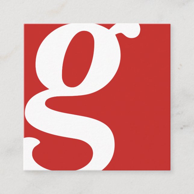 monogram röd fyrkant fyrkantigt visitkort (Framsida)