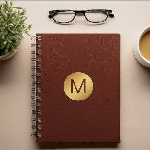 Monogram Röd läder i klass I och Guld Anteckningsbok