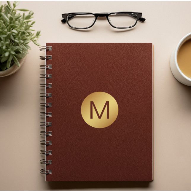 Monogram Röd läder i klass I och Guld Anteckningsbok (Skapare uppladdad)