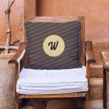 monogram Röd och grönt strippad mönster