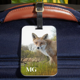 Monogram Röd Räv Vilda Djur och Natur Bagagebricka