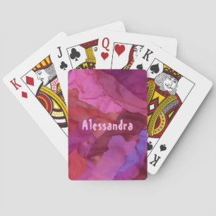 Monogram röd rosa abstrakt rand mönster gill casinokort