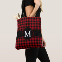 Monogram Röd Rutig Tartan Plaid Mönster