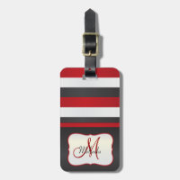 Monogram röd |, svart vitrandar