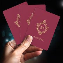 Monogram röd vin Falskt guld Kron elegant vintage 