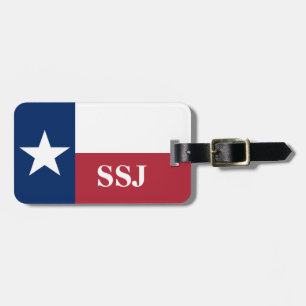 Monogram Röd Vit Blå Texas Flagga Bagagebricka