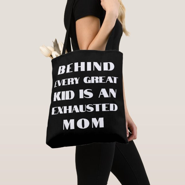 Monogram, rolig, bästa mamma-typografi, svart vit tygkasse (Närbild)