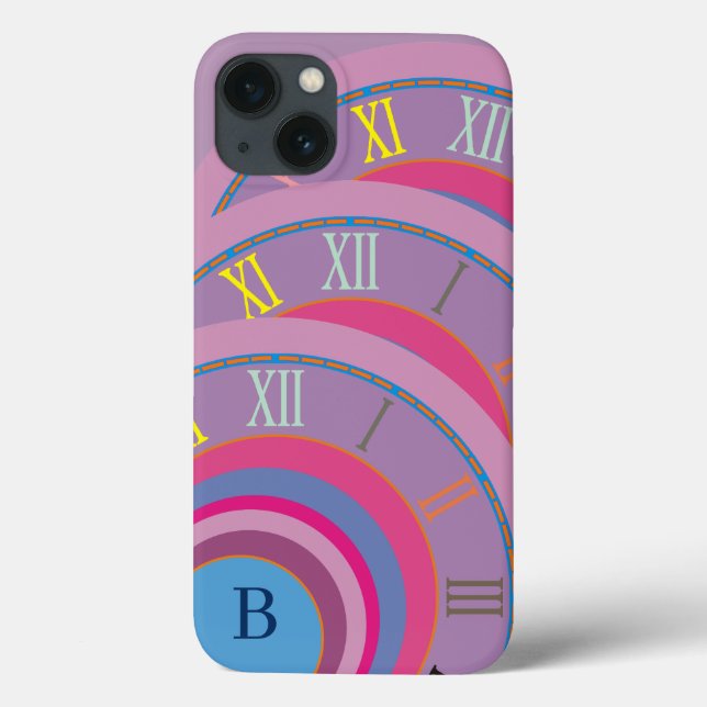 Monogram Roman Numerals Artsy Clock Dizzy Circles (Baksida)