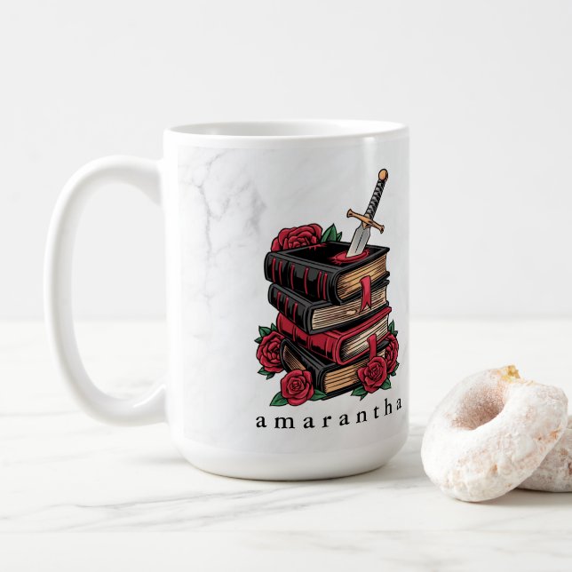 Monogram Romantasy Bookish Bok Älskare Kaffemugg (Med munk)