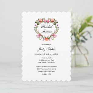 Monogram Romantic Ro Blommigt Heart Möhippa Inbjudningar
